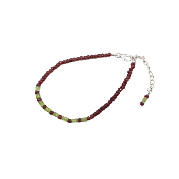 Garnet Peridot Beaded Bracelet