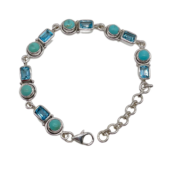 Mexican Turquoise with blue topaz Bracelet