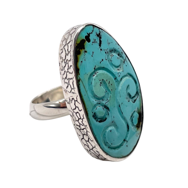 TURQUOISE CARVING RING