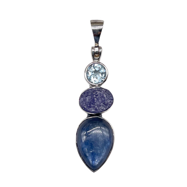 Kyanite Pendant With Blue Topaz And Tanzanite