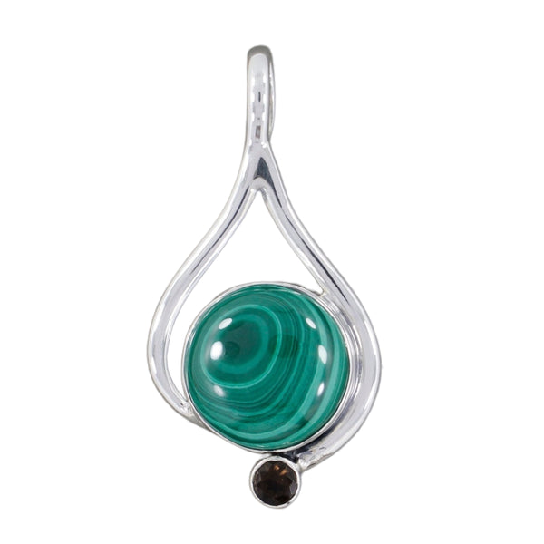 MALACHITE,SMOKY QUARTZ PENDANT