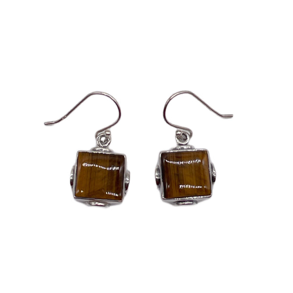 Tiger Eye Square Earrings