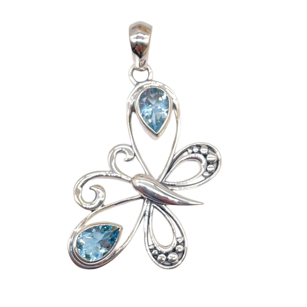 Blue Topaz Butterfly Pendant