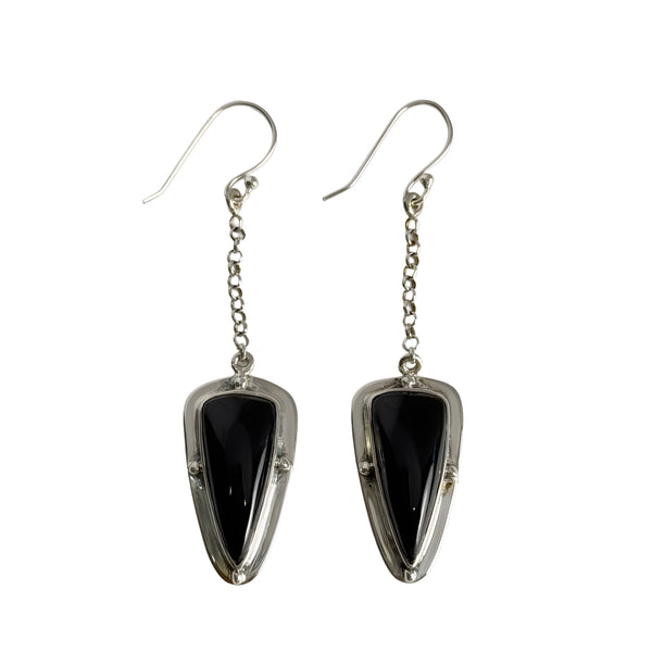 Black Onyx Kite Dangle Earrings