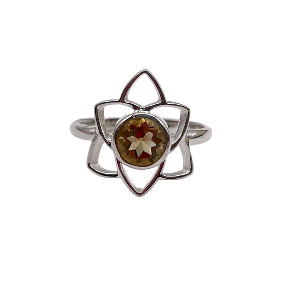 Citrine Flower Ring