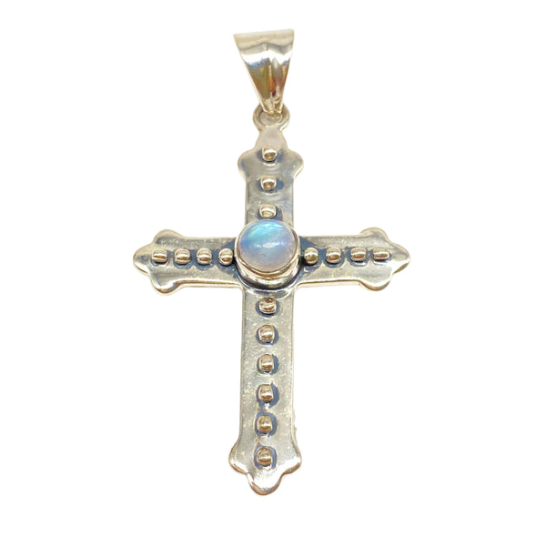 Rainbow MoonStone Cross Pendant