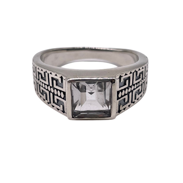 Men's Clear Quatz Ring