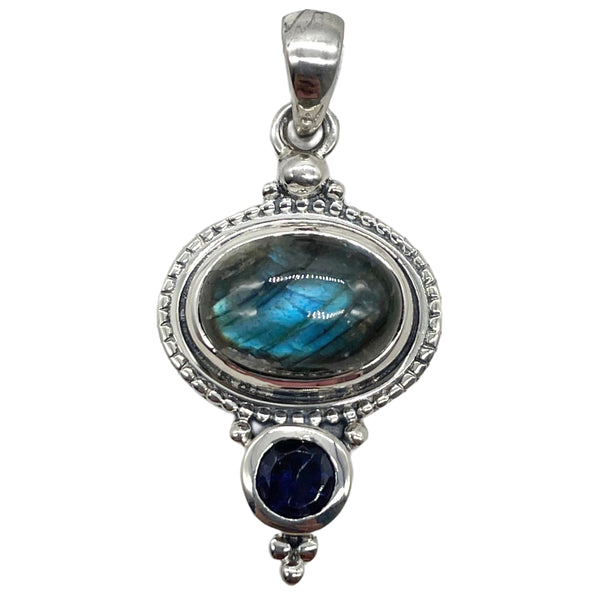 LABRADORITE, IOLITE PENDANT