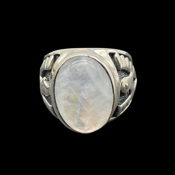 Men's Rainbow Moonstone Ring