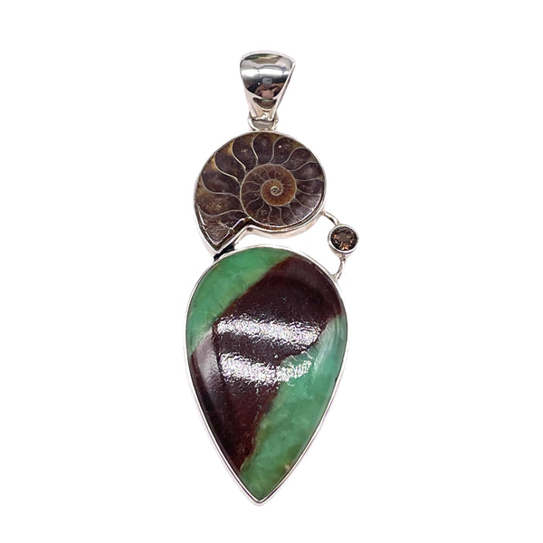 AMMONITE, CHRYSOPRASE PENDANT