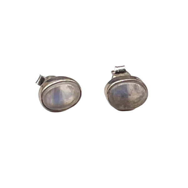 Rainbow Moonstone Oval Studs