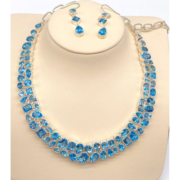 Blue topaz necklace set