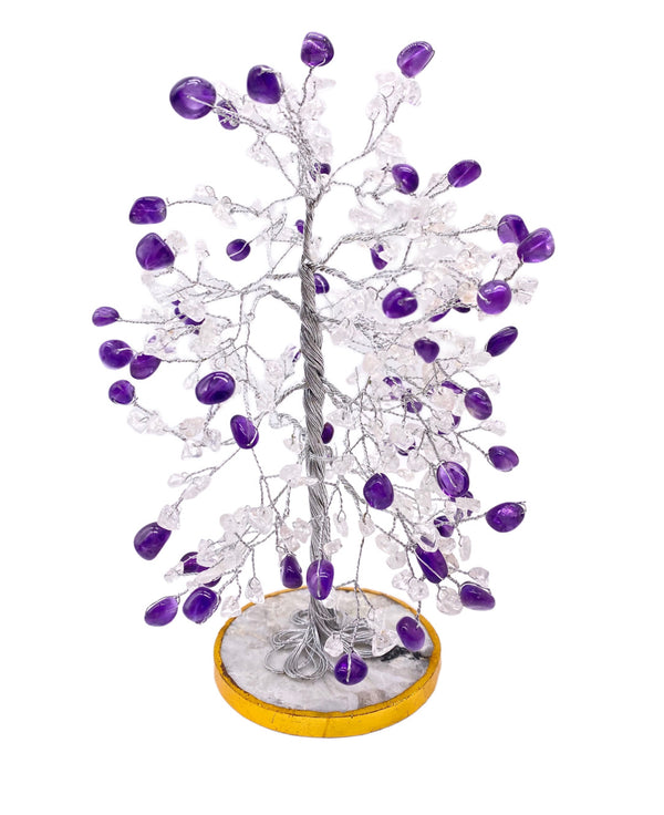 Amethyst and Clear Quartz Gemstone Tree