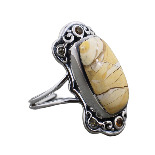 Brecciated MOOKITE,CITRINE RING