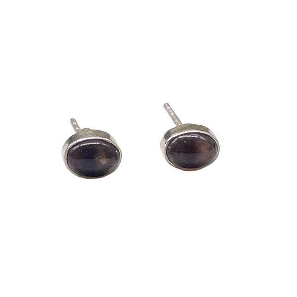 Smoky Quartz Oval Studs